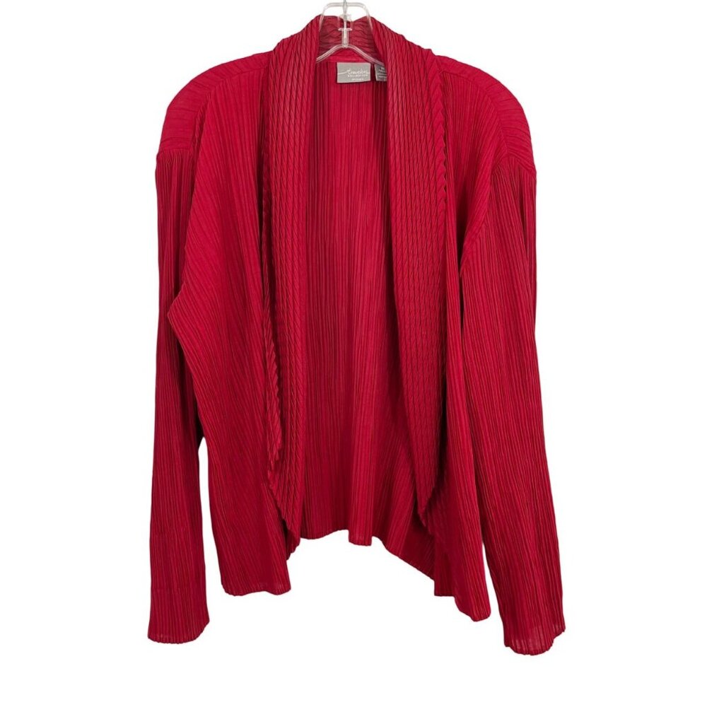 Chico's Travelers Red Artsy Open Front‎ Jacket Crinkled - Size 2, Large
